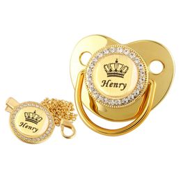 Nombre personalizado Crown Baby pacifier con clip de cadena 240418