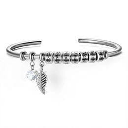 Noms personnalisés Bracelet pour les femmes avec 12 couleurs pierre de naissance Bohemia Leaf Bracles en acier inoxydable personnalisé cadeaux de brassée 240508