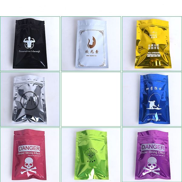 Logotipo personalizado de un color Pinting Zip Lock Bolsas de embalaje Múltiples tamaños y colores Bolsas de Mylar de papel de aluminio para alimentos secos Té Café