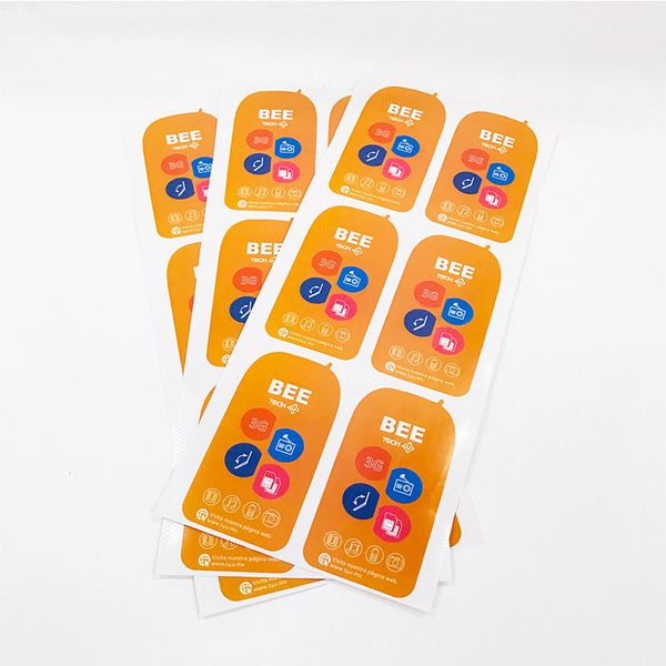 Papel de arte de fondo naranja personalizado, etiqueta adhesiva con Logo, hoja impresa, embalaje, pegatinas de sellado a prueba de aceite