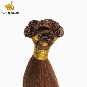 Cabello Remy ruso Trama atada a mano Extensiones de cabello virgen sin procesar Cutícula alineada Cabello atado a mano 150 gramos 12-24 pulgadas