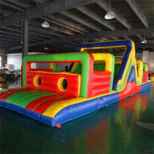 Customized sports outdoors goods Playground Structure Slides Children Amusement Park Inflatable Obstacle Course Commercial wet and dry bouncy castle slide