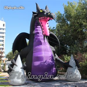 Grand modèle de Dragon de feu maléfique gonflable 6m ballon de Dragon volant avec des ailes pour la décoration d'halloween