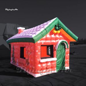 Maison d'hiver gonflable rouge personnalisée, tente de fête de 4m, cabane de noël soufflée à l'air pour la publicité