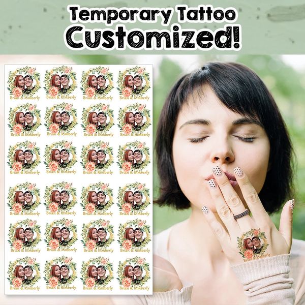 Pegatina de tatuaje temporal impermeable personalizada personalizada DIY TATOO FALSO Haga su propio diseño personalizado para la boda 240418