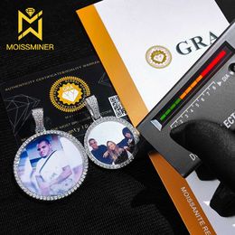 Photos personnalisées Colliers Pendants Moisanite pour les femmes Sier Hip Hop Jewelry Pass Diamonds Tester avec GRA