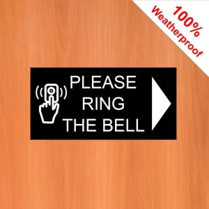 Personnalisé s'il vous plaît sonner l'autocollant Bell à droite pointant la cloche de flèche et le panneau de porte 100% décoration imperméable