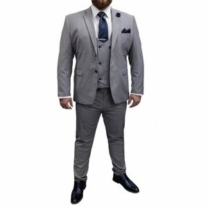 Costumes pour hommes de grande taille personnalisés Blazer gris revers à pointe simple boutonnage 3 pièces veste pantalon gilet Slim Fit vêtements de luxe 0806 #