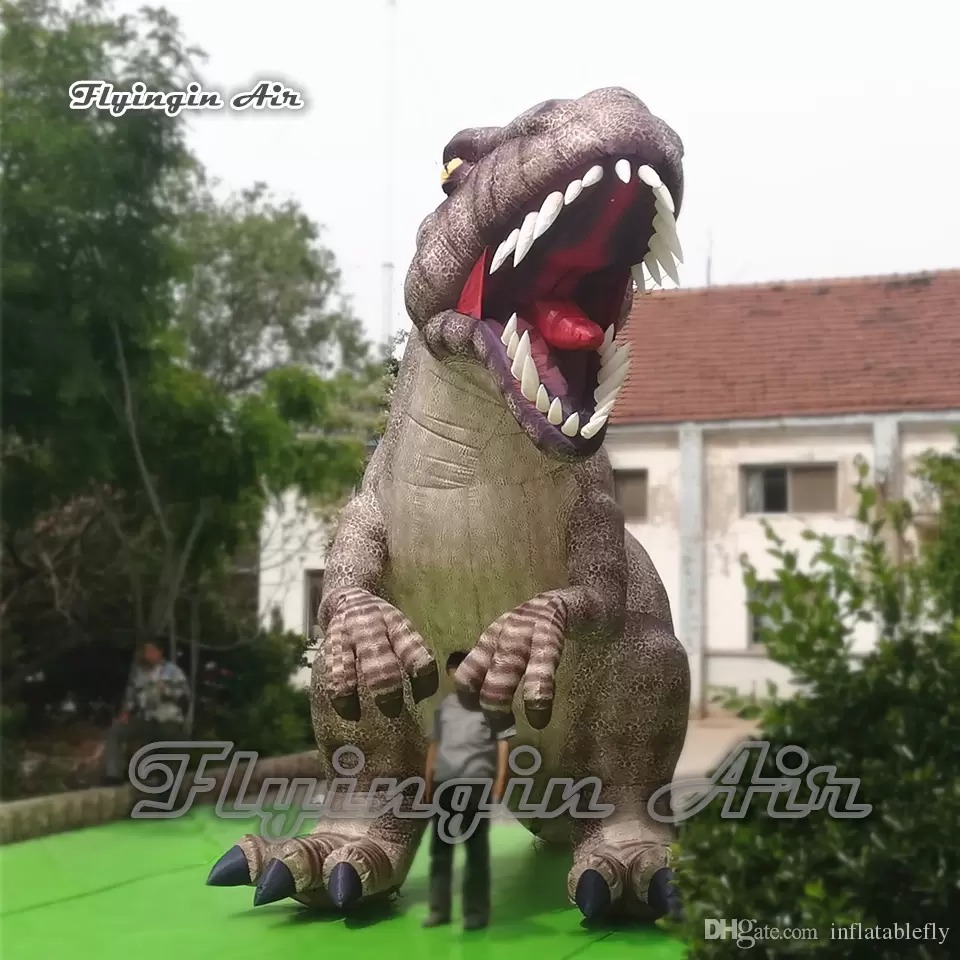 Anpassade förhistoriska djur Uppblåsbara studsare dinosaurie Modell 3m/5m höjd Stor Tyrannosaurus rex för temaparkdekoration