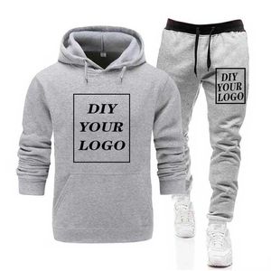 Aangepaste print Hoodies en broek Dikke Sweatshirt Comfortabele Unisex DIY Streetwear Trainingspak Dropshipping Pullovers Y0804