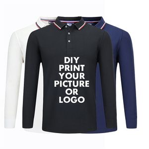 T-shirt de polo de conception d'image d'impression personnalisée pour hommes femmes à manches longues en coton Tops automne unisexe affaires loisirs poloshirt 220722