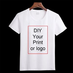 T-shirt de coton de mode imprimé personnalisé MAN FEMMES TOP DIY VOTRE PO PO OU BLANC T-shirt Top personnalisé Tshirt 240428