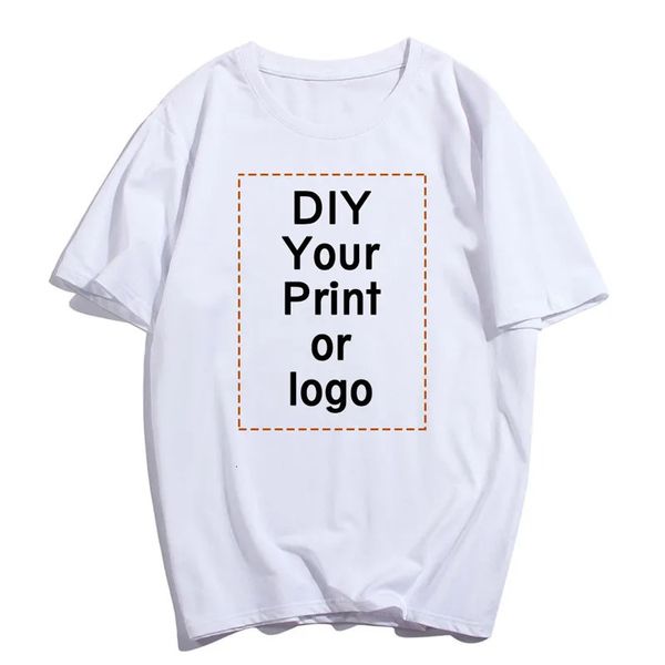 T-shirt de mode imprimé personnalisé Harajuku Femmes Top DIY Your Like Po ou White T-shirt Fashion Feme Feme Top Tshirt 240419