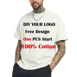 T-shirt de loisirs imprimé personnalisé TEE TEE DIY Votre propre design comme PO ou T-shirt blanc mode Men de personnage Tops Tshirt 240506