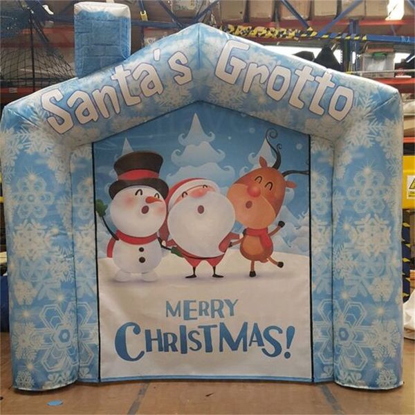 Impression personnalisée Grotte gonflable du Père Noël 11,5x10x10 pieds Noël Santa Cottage House Tente Abri Armoire Cabine ballon pour la décoration du festival de Noël