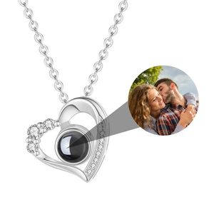 Collier de projet personnalisé image personnalisée pendentif en forme de coeur collier Photo commémorative bijoux cadeau de saint valentin 240104