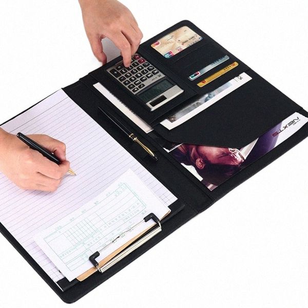 Personnalisé PU Cuir Bloc-notes A4 Organisateur de fichiers Portfolio Dossier avec calculatrice Busin Document Sac Titulaire de la carte Padfolio A9xM #