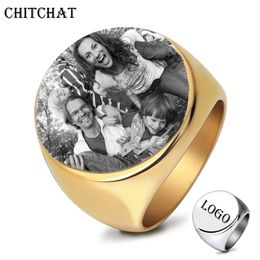 Bagues personnalisées avec nom gravé, anneau Po rond en acier inoxydable pour hommes, chevalière pour mariage en famille, cadeaux personnalisés 240102