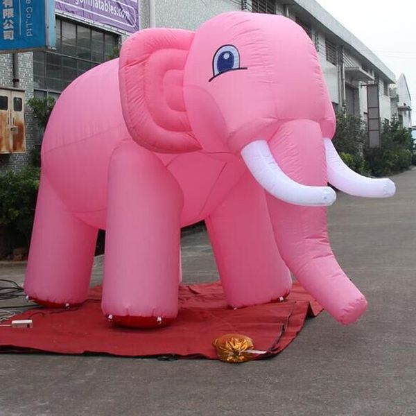 Forme personnalisée Grand éléphant gonflable / 5 ml (16,5 pieds) avec une mascotte animale géante de zoo rose géant pour la décoration des événements