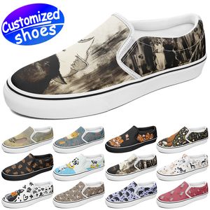 Aangepaste schoenen elastische band ster liefhebbers SLIP ON diy schoenen Retro casual schoenen mannen vrouwen schoenen outdoor sneaker scrawl hond groot formaat eur 29-49