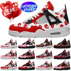 Aangepaste schoenen liefhebbers basketbalschoenen Valentijnsdag cartoon diy schoenen Retro casual schoenen heren damesschoenen outdoor sneaker zwart roze groot formaat eur 36-49