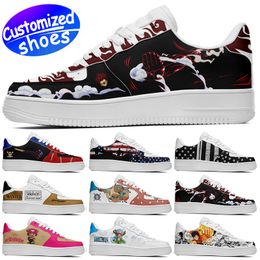 Aangepaste schoenen loopschoenen One Piece sterliefhebbers diy schoenen Retro casual schoenen heren damesschoenen outdoor sneaker de Old Glory zwart wit blauw groot formaat eur 25-48