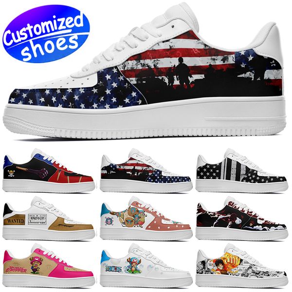 Chaussures personnalisées chaussures de course One Piece amateurs de stars chaussures de bricolage chaussures de sport rétro hommes femmes chaussures baskets d'extérieur The Old Glory noir blanc rouge grande taille eur 25-48