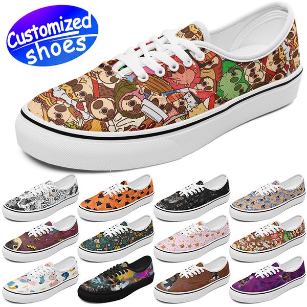 Zapatos personalizados zapatos de skate amantes de las estrellas SLIP ON zapatos diy Zapatos casuales retro hombres mujeres zapatos zapatillas de deporte al aire libre garabato perro blanco rojo tamaño grande eur 29-49