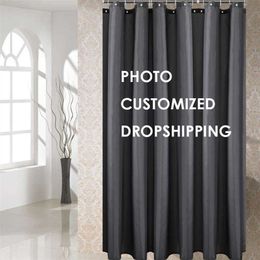 Aangepaste douchegordijn PO print badkamer gordijnen polyester weefsel 1/3/4 stks set bad mat wc cover tapijt daling 211116