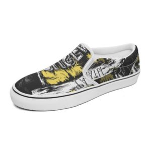 Aangepaste slip op casual schoenen mannen dames klassiek canvas sneaker zwart wit grijs bruin spel koninklijke heren trainers buitenschoen gai