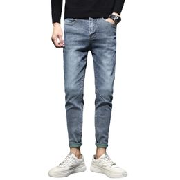 Printemps et automne personnalisés Jean Jean de commerce extérieur jeans pour hommes carte de marée masculine pantalon maigre brodé