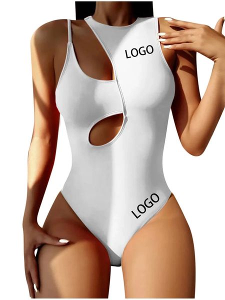 Maillot de bain personnalisé Bikini creux multicolore une épaule Sexy maillot de bain 240109