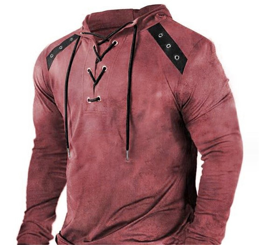 Angepasste T-Shirts Polos 021 Schwarze und rote Nähte Bandage Kapuzen-Herren-Hoodie 3D-Digitaldruck-Hoodie Lose Pullover Langärmliger Mantel