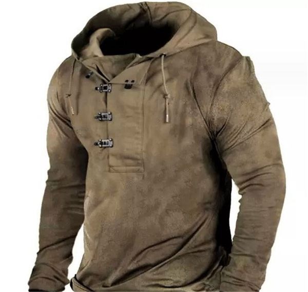 T-shirts personnalisés Polos 021 bouton jaune terre sweat à capuche pour hommes pull ample manteau à manches longues