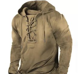 Aangepaste Tees Polo's 021 geelachtig bruin Bandage hooded heren hoodie 3D digitaal printen hoodie losse trui lange mouwen jas