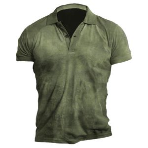 T-shirts personnalisés Polos 082 vert noirâtre hommes à manches courtes bouton impression pullover décontracté Polo POLO