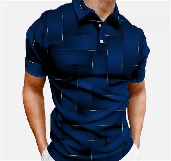 T-shirts personnalisés Polos 082 technologie bleue motif à carreaux hommes t-shirt pull décontracté Polo POLO