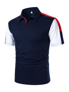 T-shirts personnalisés Polos 082 bleu blanc rouge couture hommes à manches courtes bouton impression pullover décontracté Polo POLO