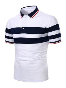 T-shirts personnalisés Polos 082 blanc bleu marine hommes à manches courtes bouton impression pullover décontracté Polo POLO