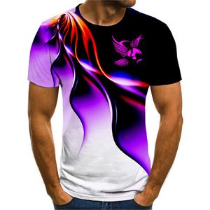 Tees Polos personnalisés 858 Commerce extérieur européen et américain Hommes à manches courtes Flamme 3D Mode Casual Mince Lâche Imprimer Col rond