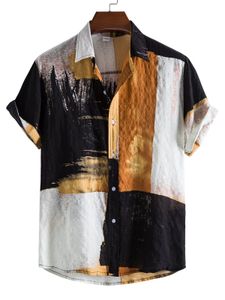 T-shirts personnalisés Polos Fleur d'oranger noir et blanc Tendance transfrontalière du commerce extérieur européen et américain Impression numérique 3D Chemises amples à manches courtes