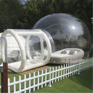 Cúpula de burbuja transparente inflable para Hotel de burbujas de PVC más gruesa personalizada tienda de fiesta para acampar al aire libre con entrada de tubo de túnel sellada en venta