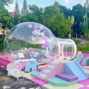 Tienda de campaña para acampar al aire libre con cúpula transparente inflable de hotel de burbujas de PVC más gruesa personalizada de 0,6 mm con entrada de tubo de túnel sellado Soplador silencioso a la venta