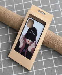 Aangepaste Universal Packaging Kraft Paper Box voor iPhone 13 Pro Max telefoonhoes met Clear PVC -venster eenvoudig leeg Retail Pakket 9153172