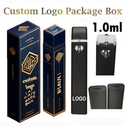 Aangepaste vape-pen 1,0 ml, 2 ml, 3 ml peulen Wegwerp-e-sigaretten Displaypakketdozen Dikke oliekarren Oplaadbare 280mAh-batterij Aangepast logo Lege pennen Verdamper