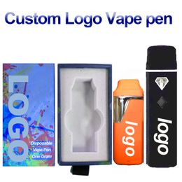 Aangepaste vape pen 1 ml 2 ml 5 ml pod wegwerp e-sigaretten aangepast logo display pakket master doos mylar tassen dikke olie leeg oplaadbare 280 mAh batterijverdamper
