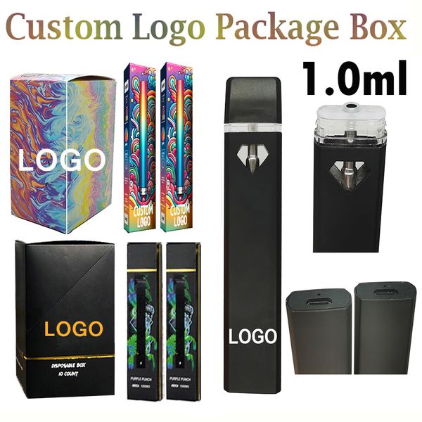 Emballage personnalisé d'hologramme de stylo de vape 1ml 2ml 3ml Pods E-cigarettes jetables Chariots à huile épais Batterie rechargeable 280mah Logo personnalisé Vaporisateur vide Sacs Mylar