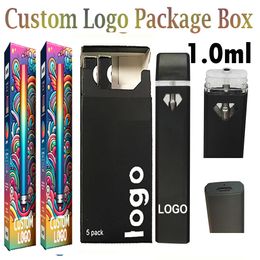 Emballage de stylo vape personnalisé 1 ml 2 ml 3 ml 6 ml Pods E-cigarettes jetables Chariots à huile épais Batterie rechargeable 280 mAh Logo personnalisé Snap in Tips vides Sacs de vaporisateur