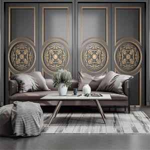 Aangepaste behang 3D Stereo Foto Muurschildering Nieuwe Chinese Golden Barved Living Room Slaapkamer Europese achtergrond Wall Paper