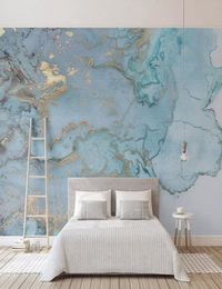 Papel de parede personalizado para paredes Personalizado Po Wallpapers 3D Estéreo Azul Mármore Murais Papel De Parede3075232